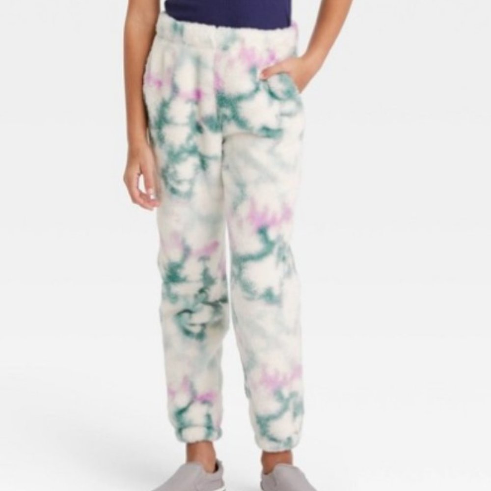 NEW Choose Sz Toddler Girls Soft Fuzzy Sherpa Elastic Waist Tie Dye Pants